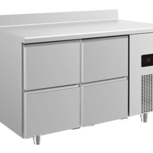 A&S Gastro Kühltisch -2 bis +8°C 1400x700x850mm mit 2x zwei Schubladen u. Aufkantung