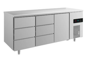 A&S Gastro Kühltisch -2 bis +8°C 1865x700x850mm mit 1x Tür und 2x drei Schubladen