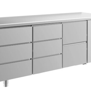 A&S Gastro Kühltisch -2 bis +8°C 1865x700x850mm mit 1x zwei Schubladen und 2x drei Schubladen