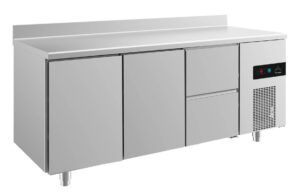 A&S Gastro Kühltisch -2 bis +8°C 1865x700x850mm mit 2x Türen und 1x zwei Schubladen u. Aufkantung