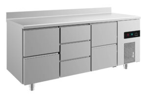A&S Gastro Kühltisch -2 bis +8°C 1865x700x850mm mit 2x zwei Schubladen und 1x drei Schubladen u. Aufkantung