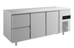 A&S Gastro Kühltisch -2 bis +8°C 1865x700x850mm mit 2x Türen und 1x zwei Schubladen