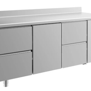 A&S Gastro Kühltisch -2 bis +8°C 1865x700x850mm mit 1x Tür und 2x zwei Schubladen u. Aufkantung