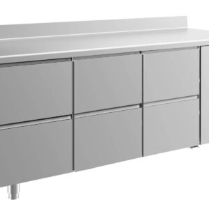 A&S Gastro Kühltisch -2 bis +8°C 1865x700x850mm mit 3x zwei Schubladen u. Aufkantung