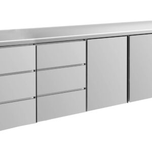 A&S Gastro Kühltisch -2 bis +8°C 2330x700x850mm mit 2x Türen und 2x drei Schubladen