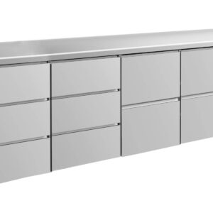 A&S Gastro Kühltisch -2 bis +8°C 2330x700x850mm mit 2x zwei Schubladen und 2x drei Schubladen