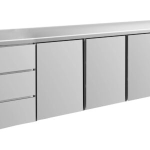 A&S Gastro Kühltisch -2 bis +8°C 2330x700x850mm mit 3x Tür und 2x drei Schubladen