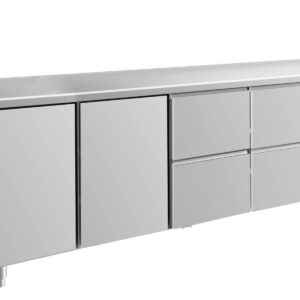 A&S Gastro Kühltisch -2 bis +8°C 2330x700x850mm mit 2x Türen und 2x zwei Schubladen