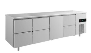 A&S Gastro Kühltisch -2 bis +8°C 2330x700x850mm mit 1x Tür und 3x zwei Schubladen