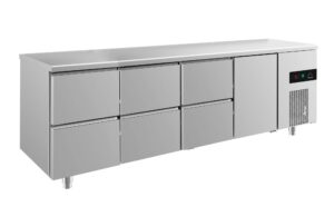 A&S Gastro Kühltisch -2 bis +8°C 2330x700x850mm mit 1x Tür und 3x zwei Schubladen