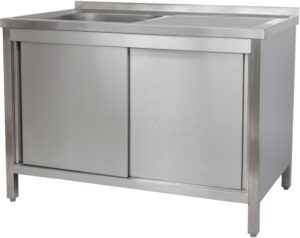 A&S Gastro Spülschrank 1200 x 700 x 850 mm 1 Becken links, mit Schubladenblock, 700 mm Tiefe