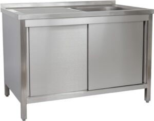 A&S Gastro Spülschrank 1200 x 700 x 850 mm 1 Becken rechts, mit Schubladenblock, 700 mm Tiefe