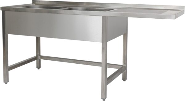 A&S Gastro Spülzentrum 1500 x 600 x 850 mm 2 Becken links, mit Grundboden      600 mm Tiefe