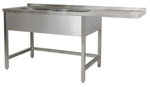 A&S Gastro Spülzentrum 1500 x 600 x 850 mm 2 Becken links, ohne Grundboden      600 mm Tiefe
