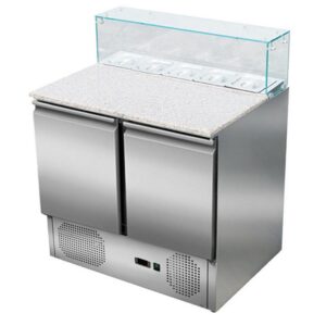 Skyrainbow Pizzasaladette 2 Türen, eckiger Glasaufsatz, 90 x 70