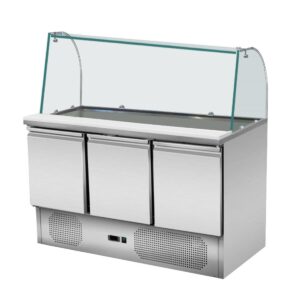 Skyrainbow Saladette 3 Türen, gebogenes Glas, 137 x 70