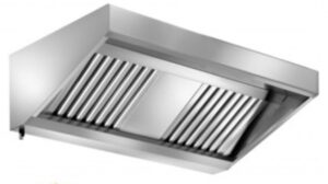 A&S Gastro Wandhaube Edelstahl, umlaufende Fettauffangrinne,  herausnehmbare Flammschutzfilter Typ-B, Beleuchtung mit Leuchtstoffröhre, Fettablassventil