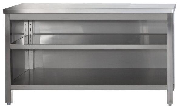 A&S Gastro Edelstahl Arbeitsschrank offen mit höhenverstellbaren Zwischenboden | Bautiefe 700mm |  AISI 304