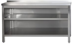 A&S Gastro Edelstahl Arbeitsschrank offen mit Aufkantung und höhenverstellbaren Zwischenboden | Bautiefe 700mm |  AISI 304