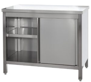 A&S Gastro Edelstahl Arbeitsschrank mit Türen und höhenverstellbaren Zwischenboden | Bautiefe 700mm |  AISI 304