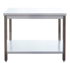 A&S Gastro Edelstahl Arbeitstisch verschweißt | Bautiefe 800mm | mit Grundboden | AISI 304