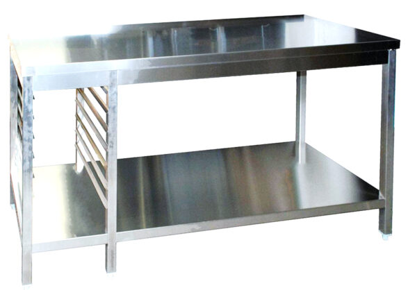 A&S Gastro Edelstahl Arbeitstisch mit Aufkantung mit GN-Winkel links GN1/1 verschweißt | Bautiefe 700mm | mit Grundboden | AISI 304