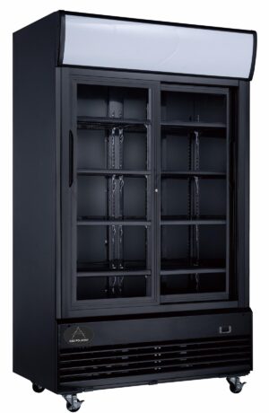 A&S Gastro Flaschenkühlschrank 1000 L 1200x730x2036 mm, schwarz, Schiebetüren