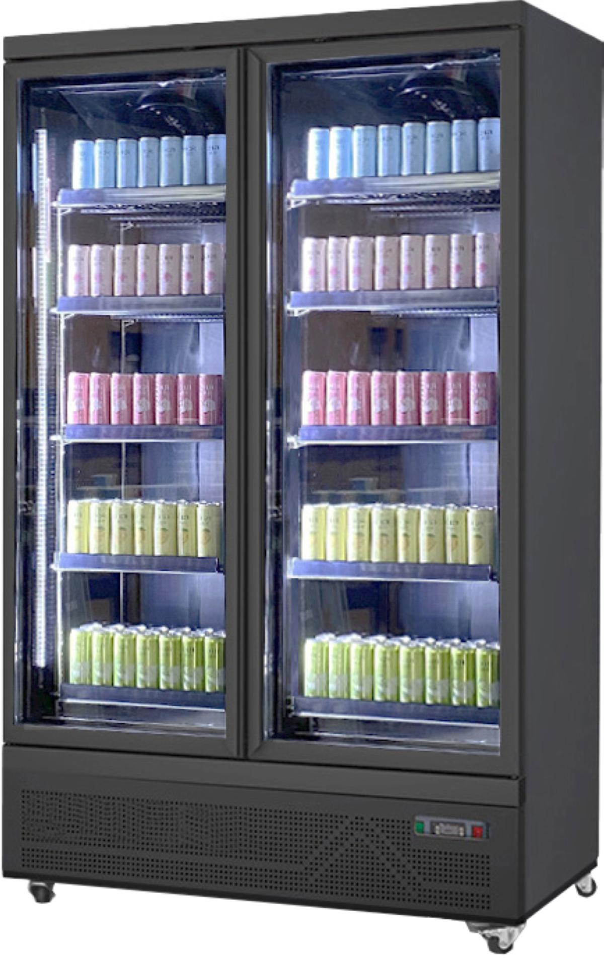 A&S Gastro Getränkeühlschrank 1038 Liter mit 2 Flügeltüren | 1253x710x2000 mm | schwarz