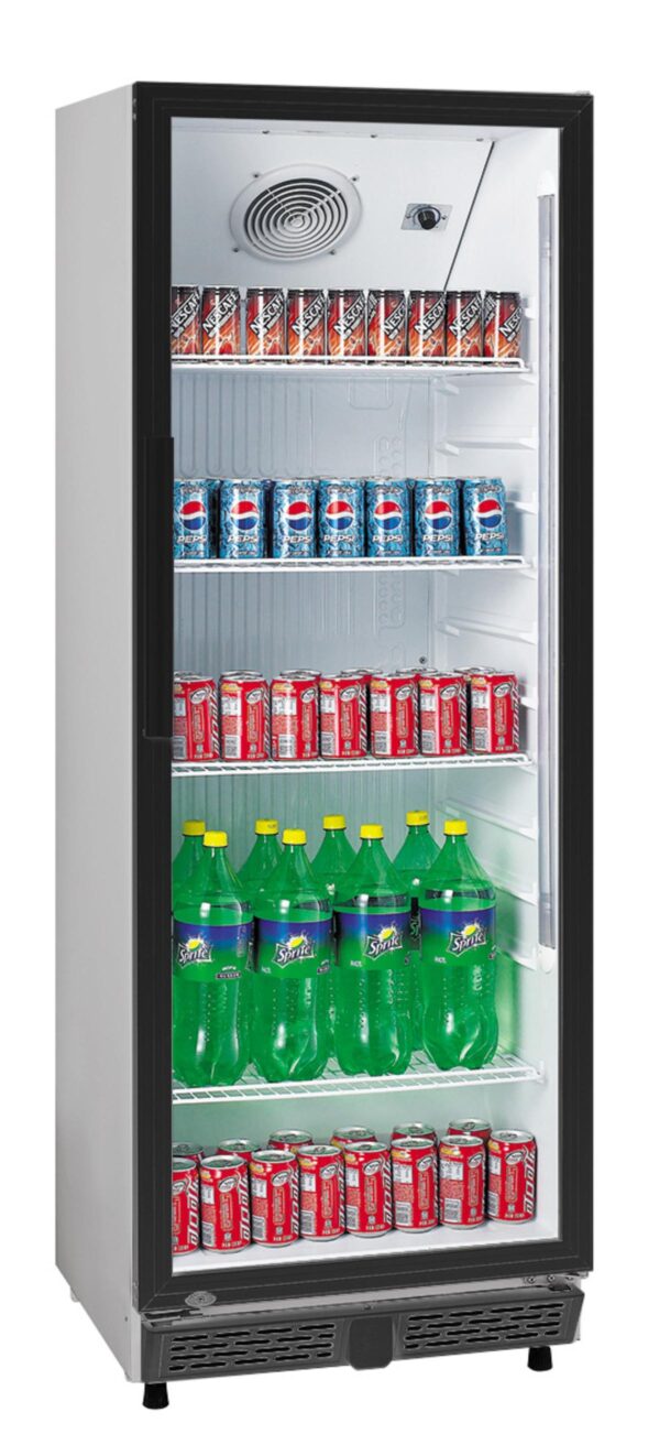 A&S Gastro Flaschenkühlschrank 360 L  620x635x1732 mm, weiß mit schwarzem Rahmen