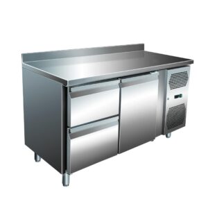 A&S Gastro VIP Kühltisch mit 1x 2 Schubladen und 1 Tür und Aufkantung  -2 bis +8°C 1.360x700x960 mm