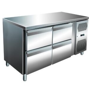 A&S Gastro VIP Kühltisch mit 2 x 2 Schubladen  -2 bis +8°C 1.360x600x860 mm