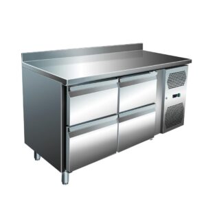 A&S Gastro VIP Kühltisch mit 2 x 2 Schubladen und Aufkantung  -2 bis +8°C 1.360x700x960 mm
