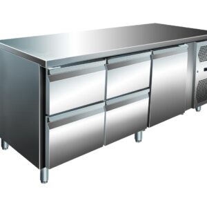 A&S Gastro VIP Kühltisch mit 2x 2 Schubladen und 1 Tür -2 bis +8°C 1.795x700x860 mm