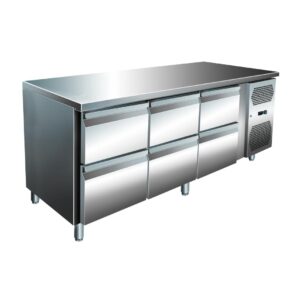A&S Gastro VIP Kühltisch mit 3x 2 Schubladen -2 bis +8°C 1.795x700x860 mm