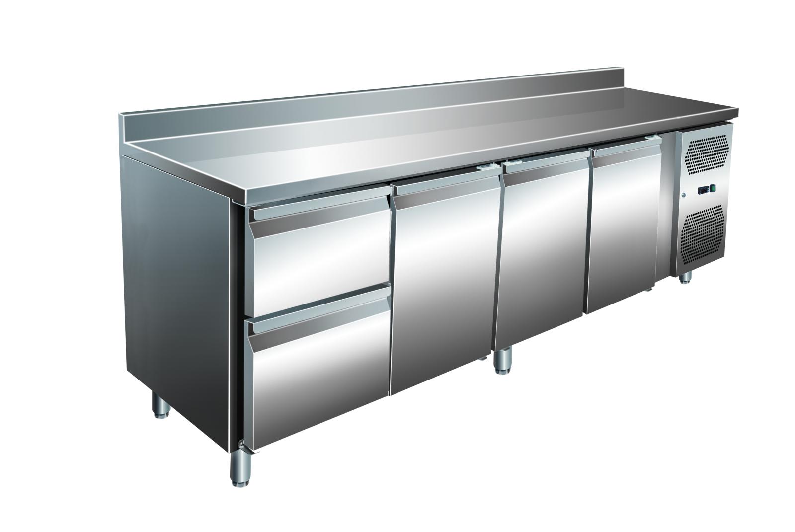 A&S Gastro VIP Kühltisch mit 1x 2 Schubladen und 3 Türen -2 bis +8°C 2.230x700x960 mm