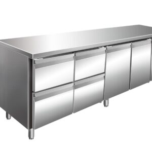 A&S Gastro VIP Kühltisch mit 2x 2 Schubladen und 2 Türen -2 bis +8°C 2.230x600x860 mm