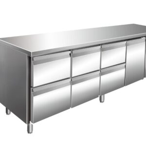 A&S Gastro VIP Kühltisch mit 3x 2 Schubladen und 1 Tür -2 bis +8°C 2.230x700x860 mm