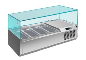 A&S Gastro Pizzakühlaufsatz mit Glasaufsatz 4x 1/3 GN | 1200x335x460 mm