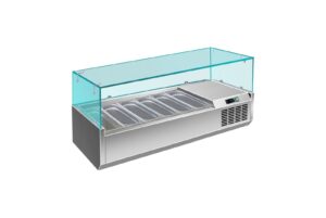 A&S Gastro Pizzakühlaufsatz mit Glasaufsatz 6x 1/3 GN | 1400x335x460 mm