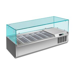 A&S Gastro Pizzakühlaufsatz mit Glasaufsatz 6x 1/3 GN | 1400x335x460 mm