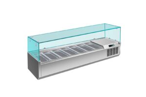 A&S Gastro Pizzaühlaufsatz mit Glasaufsatz 7x 1/4 GN | 1600x335x460 mm