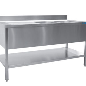 SARO Spültisch 2 Becken, rechts - B 2000 x T 600 mm