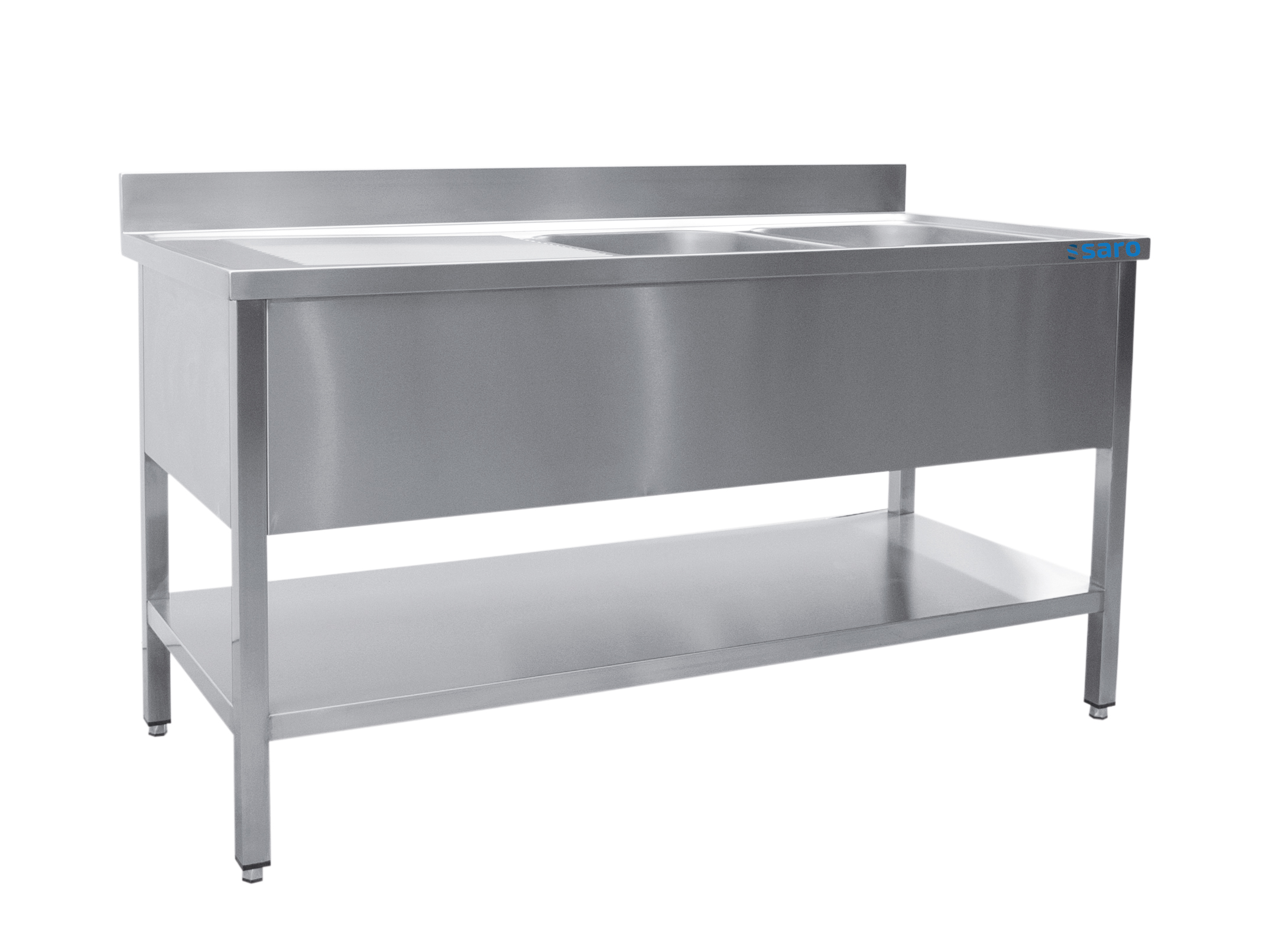 SARO Spültisch 2 Becken, rechts - B 1400 x T 700 mm