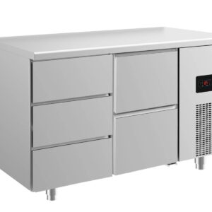 A&S Gastro Kühltisch -2 bis +8°C 1400x700x850mm mit 1x zwei Schubladen und 1x drei Schubladen