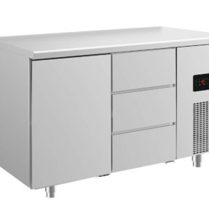 A&S Gastro Kühltisch -2 bis +8°C 1400x700x850mm mit 1x Tür und 1x drei Schubladen