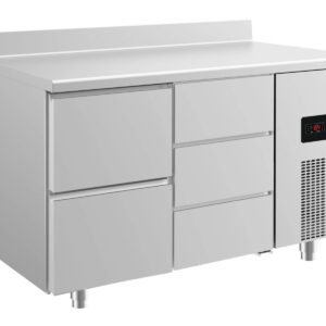 A&S Gastro Kühltisch -2 bis +8°C 1400x700x850mm mit 1x zwei Schubladen und 1x drei Schubladen u. Aufkantung