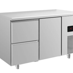 A&S Gastro Kühltisch -2 bis +8°C 1400x700x850mm mit 1x Tür und 1x zwei Schubladen