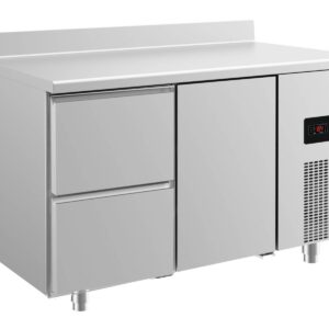 A&S Gastro Kühltisch -2 bis +8°C 1400x700x850mm mit 1x Tür und 1x zwei Schubladen u. Aufkantung