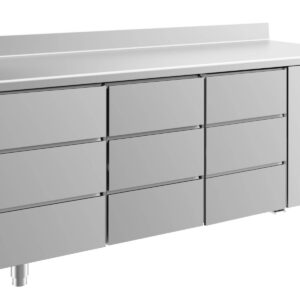 A&S Gastro Kühltisch -2 bis +8°C 1865x700x850mm mit 3x drei Schubladen u. Aufkantung