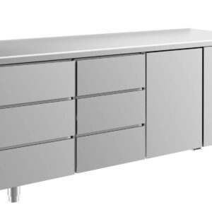 A&S Gastro Kühltisch -2 bis +8°C 1865x700x850mm mit 1x Tür und 2x drei Schubladen